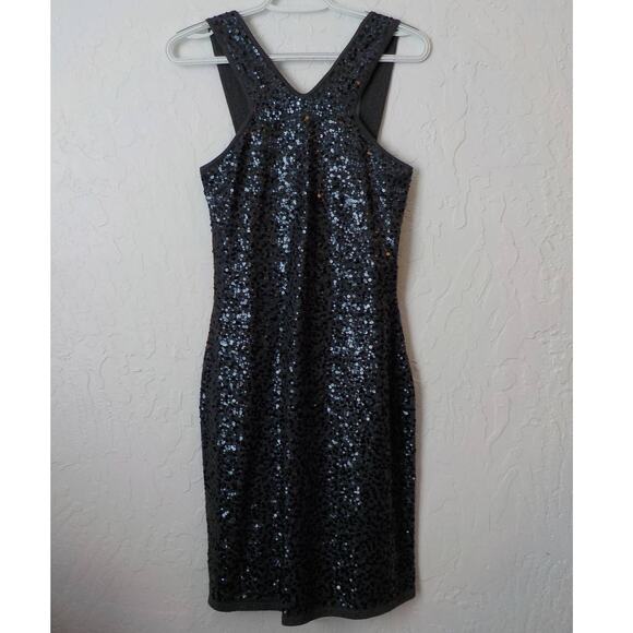 Ann Taylor Gray Knit Full Sequin Dress Small Petite Racetrack Sexy Prom Party - Picture 1 of 13